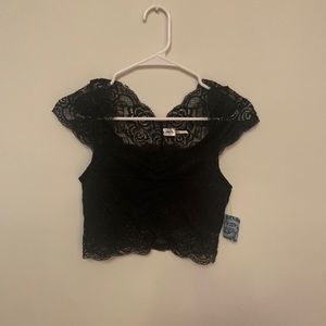 Free people black lace bralette top NWT